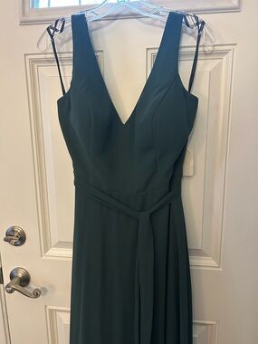 Bill Levkoff Forest Green V-Neck Sleeveless Maxi Dress